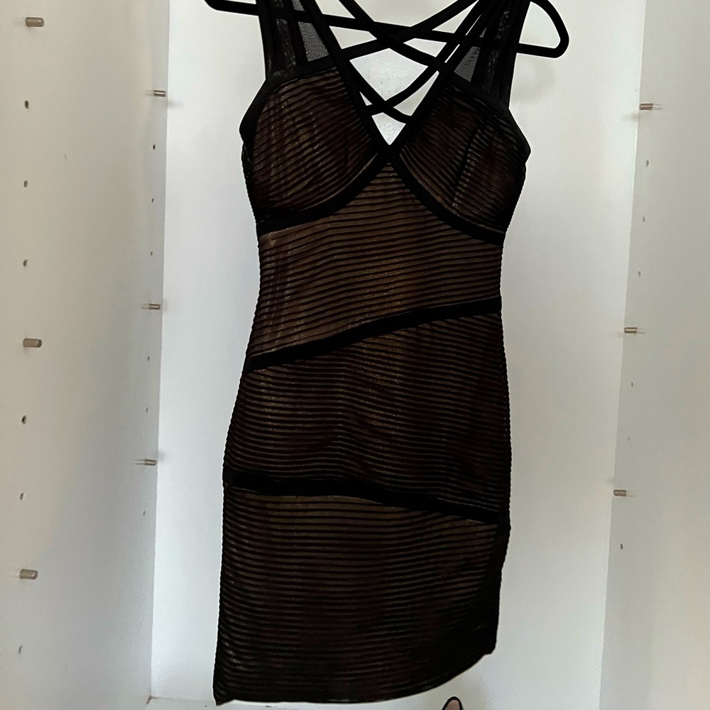 Gold Black cross cross dress BCBG